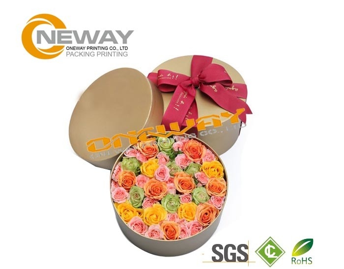 Fashion OEM Round Flower Paper Box Embossing Printing With Lids